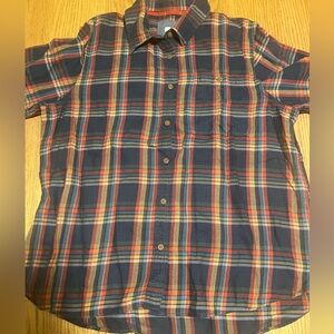 LL Bean Shirt Men Large Blue Red Plaid Flannel Long Sleeve Button Up Hiking